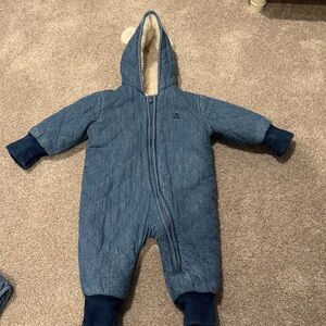 Cozy Blue Quilted Baby Snowsuit